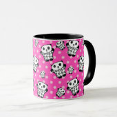 Roze Modern Girly Kawaii Schattige Panda Beer Polk Mok (Voorkant rechts)