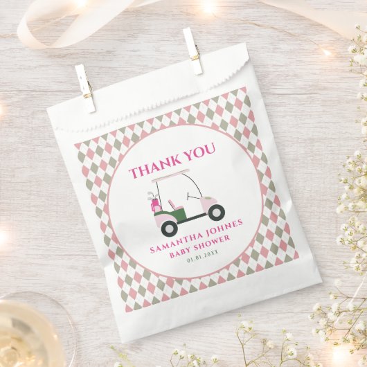 Roze Modern Golf Baby shower Bedankzakje (Geknipt)