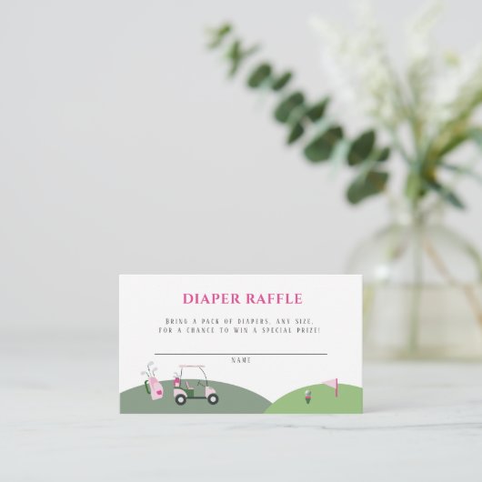 Roze Modern Golf Baby shower Informatiekaartje (Staand voorkant)