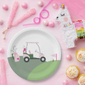 Roze Modern Golf Baby shower Papieren Bordje (Feest)