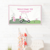 Roze Modern Golf Baby shower Spandoek (Insitu)