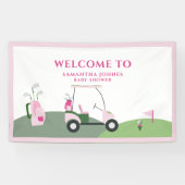 Roze Modern Golf Baby shower Spandoek (Horizontaal)