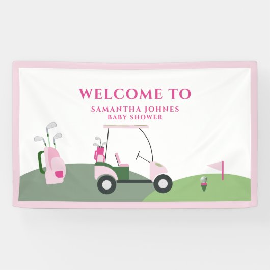 Roze Modern Golf Baby shower Spandoek (Horizontaal)