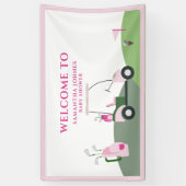 Roze Modern Golf Baby shower Spandoek (Verticaal)