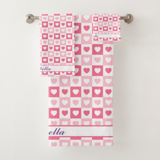 Roze Modern Heart Love Collectie Bad Handdoek (Insitu)