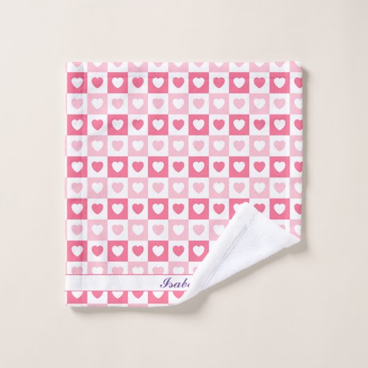 Roze Modern Heart Love Collectie Bad Handdoek (Wasdoekje)