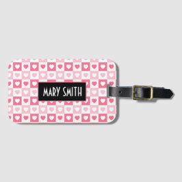 Roze Modern Heart Love Collectie Bagagelabel
