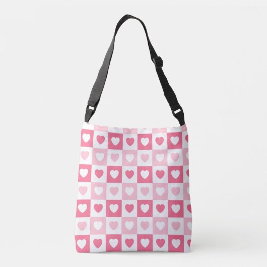 Roze Modern Heart Love Collectie Crossbody Tas (Achterkant)