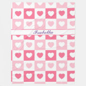 Roze Modern Heart Love Collectie Fleece Deken (Voorkant)