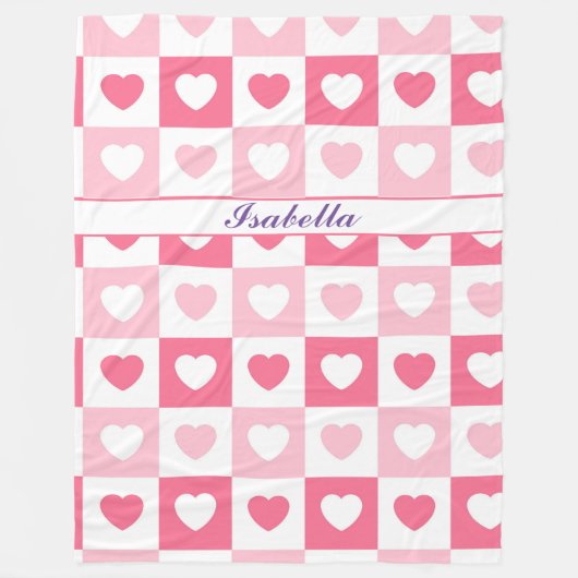 Roze Modern Heart Love Collectie Fleece Deken (Voorkant)