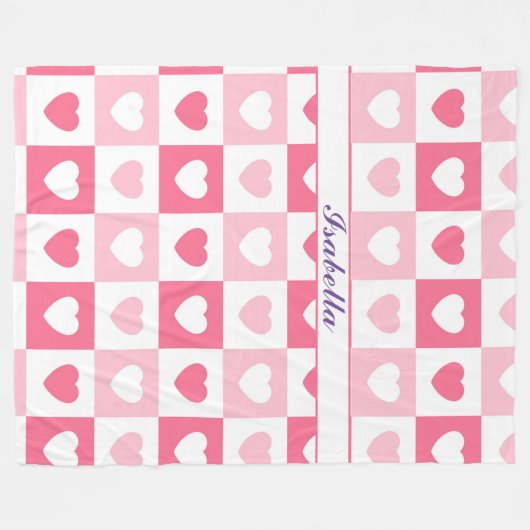 Roze Modern Heart Love Collectie Fleece Deken (Voorkant (Horizontaal))