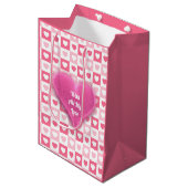 Roze Modern Heart Love Collectie Medium Cadeauzakje (Voorkant Gekanteld)