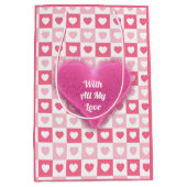 Roze Modern Heart Love Collectie Medium Cadeauzakje (Voorkant)