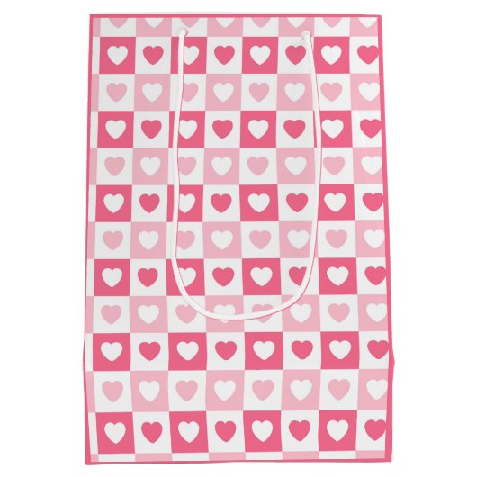 Roze Modern Heart Love Collectie Medium Cadeauzakje (Achterkant)