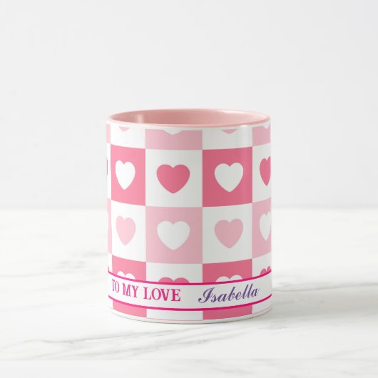 Roze Modern Heart Love Collectie Mok (Midden)