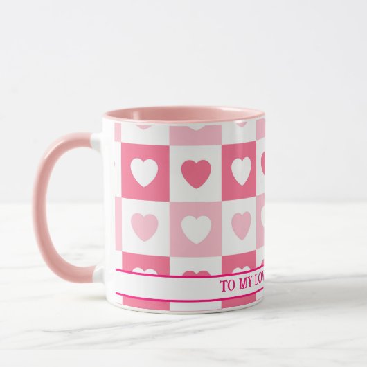 Roze Modern Heart Love Collectie Mok (Links)