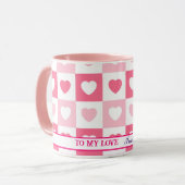 Roze Modern Heart Love Collectie Mok (Voorkant links)