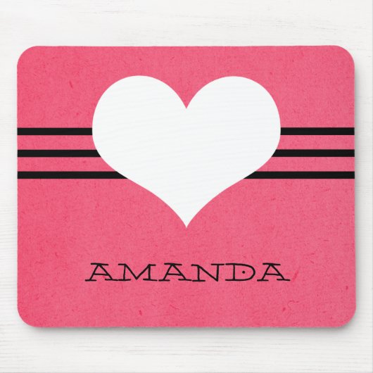 Roze Modern Heart Mousepad Muismat (Voorkant)