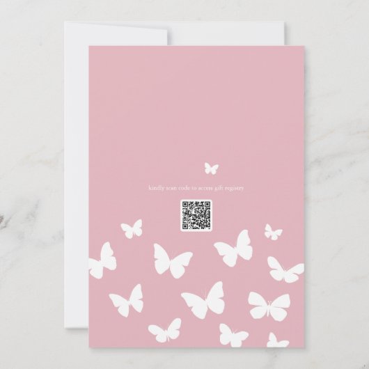 Roze Modern Hier is voor een leven van vlinders Kaart (Achterkant)