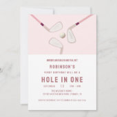 Roze Modern Hole in One Par-t-shirt golfverjaardag Kaart (Voorkant)