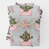 Roze Modern Holiday Wrapping Papier Inpakpapier Vel (In situ)