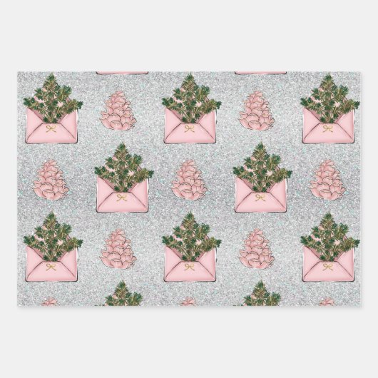 Roze Modern Holiday Wrapping Papier Inpakpapier Vel (Voorkant)