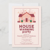 Roze Modern Home Huisverwarmend Feest Kaart (Voorkant)