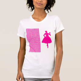 Roze Modern Houndstooth met Mode Silhouette T-shirt