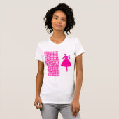 Roze Modern Houndstooth met Mode Silhouette T-shirt (Voorkant volledig)