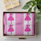 Roze Modern Houndstooth met Mode Silhouette Tissuepapier (Geschenk)