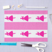 Roze Modern Houndstooth met Mode Silhouette Tissuepapier (Craft)