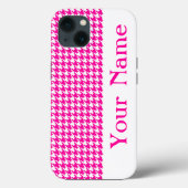 Roze Modern Houndstooth met naam Case-Mate iPhone Case (Achterkant)