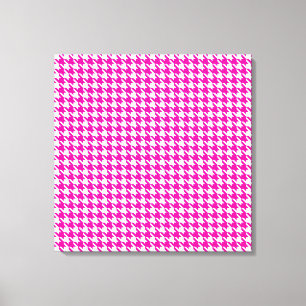 Roze Modern Houndstooth op Emporiomoffa Canvas Afdruk
