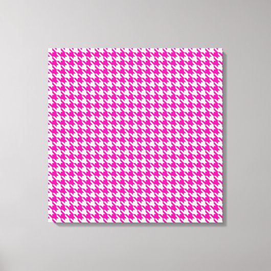 Roze Modern Houndstooth op Emporiomoffa Canvas Afdruk (Voorkant)