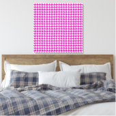 Roze Modern Houndstooth op Emporiomoffa Canvas Afdruk (Insitu (Slaapkamer))