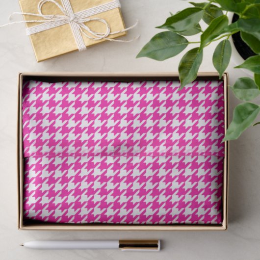 Roze Modern Houndstooth op Emporiomoffa Tissuepapier (Geschenk)
