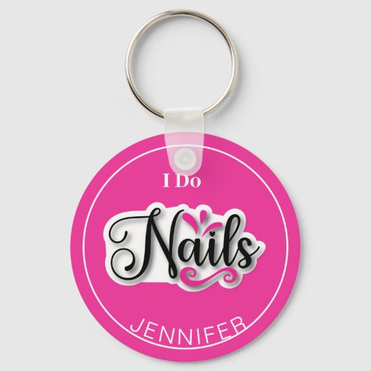 Roze Modern I Do Nails Nail Technicia Sleutelhange Sleutelhanger (Voorkant)