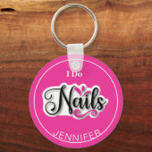 Roze Modern I Do Nails Nail Technicia Sleutelhange Sleutelhanger (Voorkant)