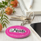 Roze Modern I Do Nails Nail Technicia Sleutelhange Sleutelhanger (Zijkant)