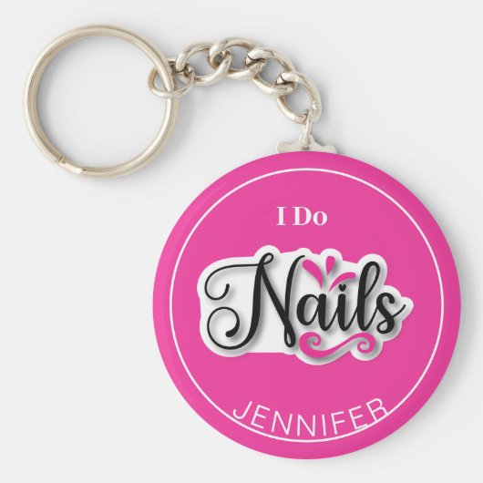Roze Modern I Do Nails Nail Technicia Sleutelhange Sleutelhanger (Voorkant)