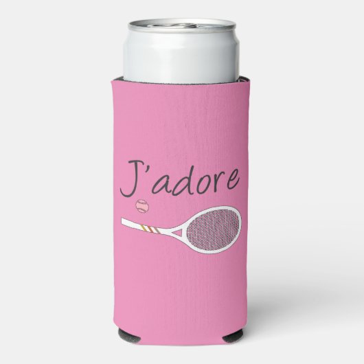 Roze Modern J'adore I Love Tennis Seltzer Blikjeskoeler (Seltzer Achterkant)