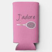 Roze Modern J'adore I Love Tennis Seltzer Blikjeskoeler (Achterkant)
