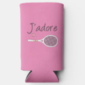 Roze Modern J'adore I Love Tennis Seltzer Blikjeskoeler (Voorkant)