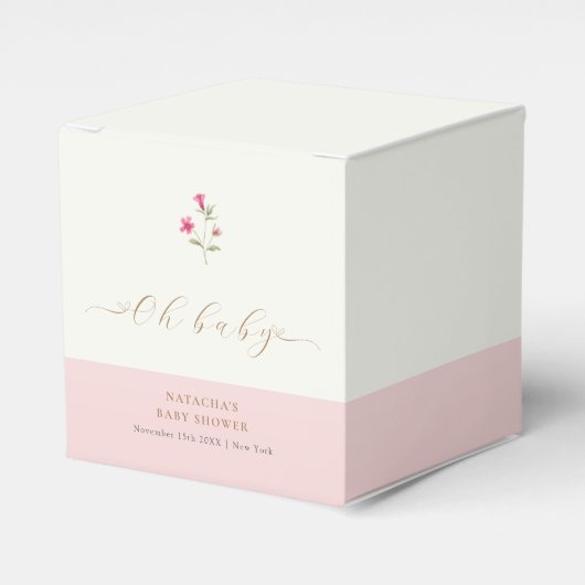 Roze Modern Kleine Wildflower Baby shower Bedankdoosjes (Voorkant Zijde)