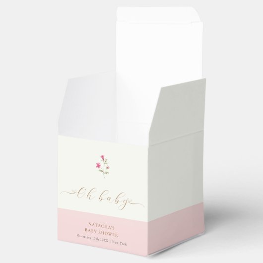 Roze Modern Kleine Wildflower Baby shower Bedankdoosjes (Geopend)