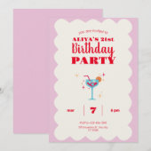 Roze Modern Leuk Verjaardagsfeest Kaart (Voorkant / Achterkant)