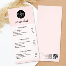 Roze Modern Logo QR Beauty Salon Prijslijst