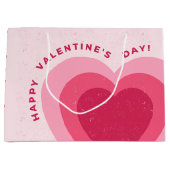 Roze Modern Love Heart Happy Valentine Day Groot Cadeauzakje (Voorkant)