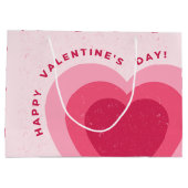 Roze Modern Love Heart Happy Valentine Day Groot Cadeauzakje (Achterkant)