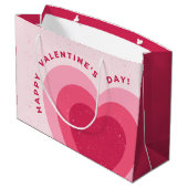Roze Modern Love Heart Happy Valentine Day Groot Cadeauzakje (Achterkant Gekanteld)